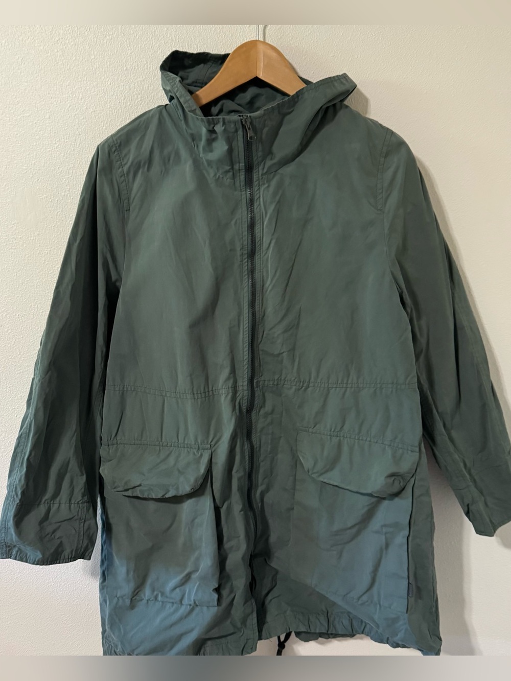 Oska Gudun Outdoor Jacket Army Green High Collar Zipper Oversized Lagenlook-1/XS